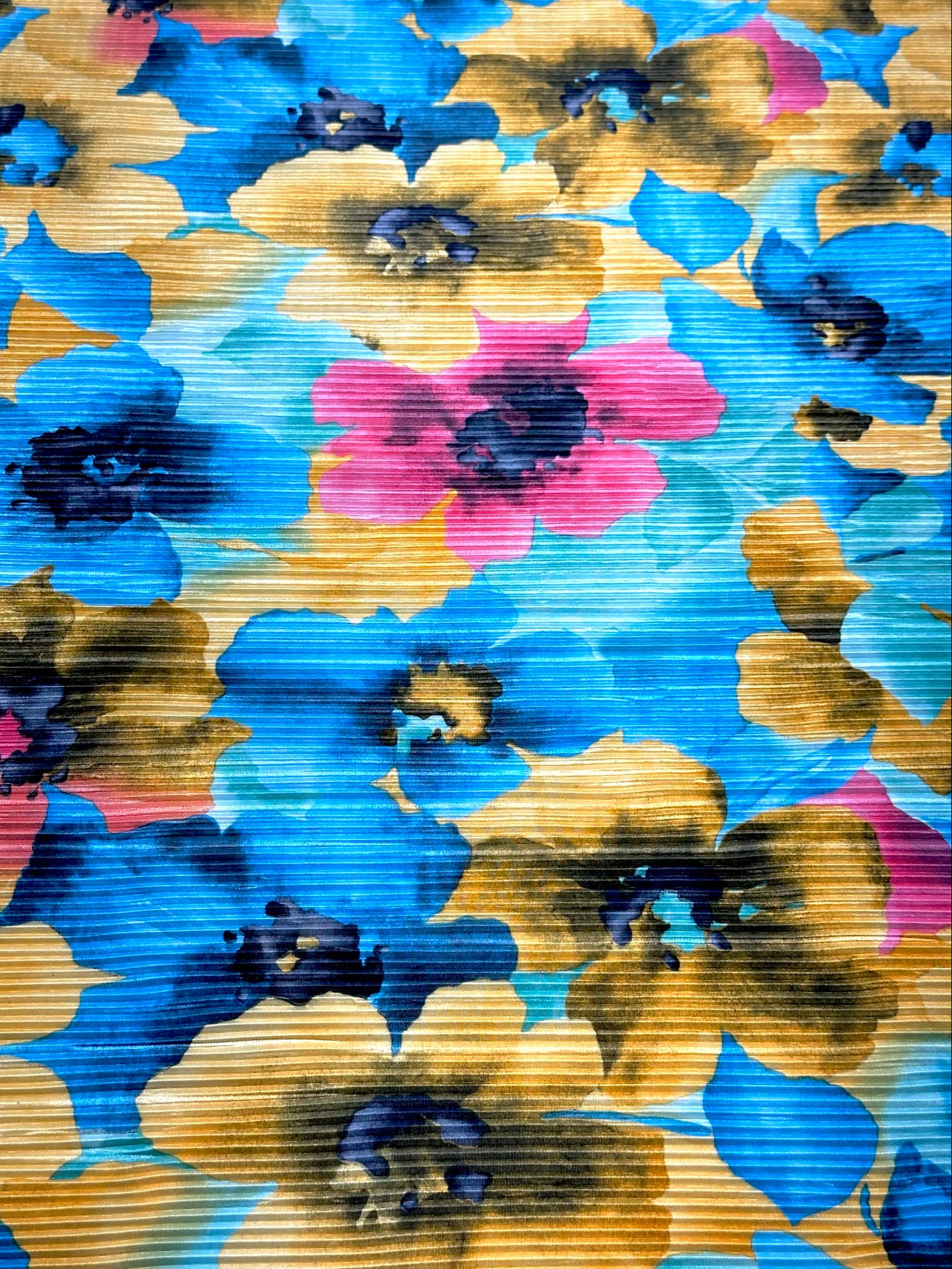 (PLEATED) YELLOW, BLUE, AND PINK FLORAL