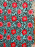 (MINKY) PINK & RED FLOWERS ON LEOPARD