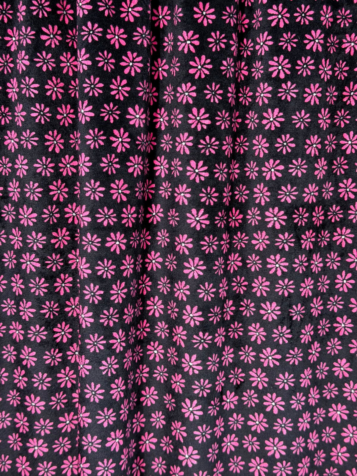 (MINKY) PINK FLOWERS ON BLACK