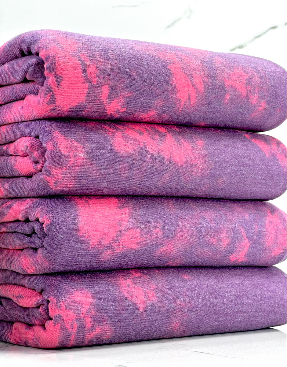 (FRENCH TERRY) HOT PINK AND PURPLE TIE DYE – Fabricfabulouss
