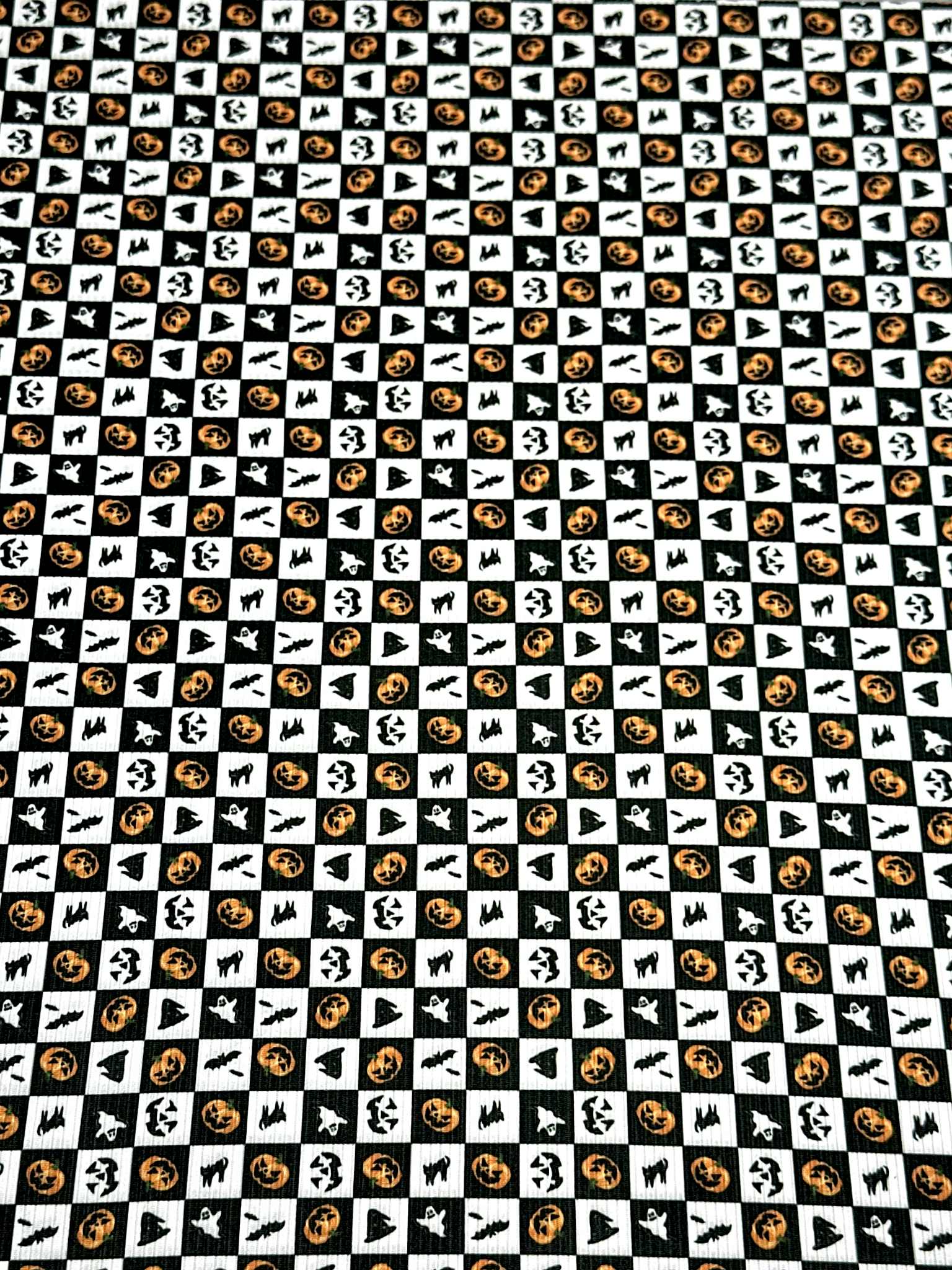 (YUMMY RIB) HALLOWEEN BLACK &amp; WHITE CHECKERED PRINT