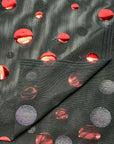 (MESH) RED SEQUINS ON BLACK