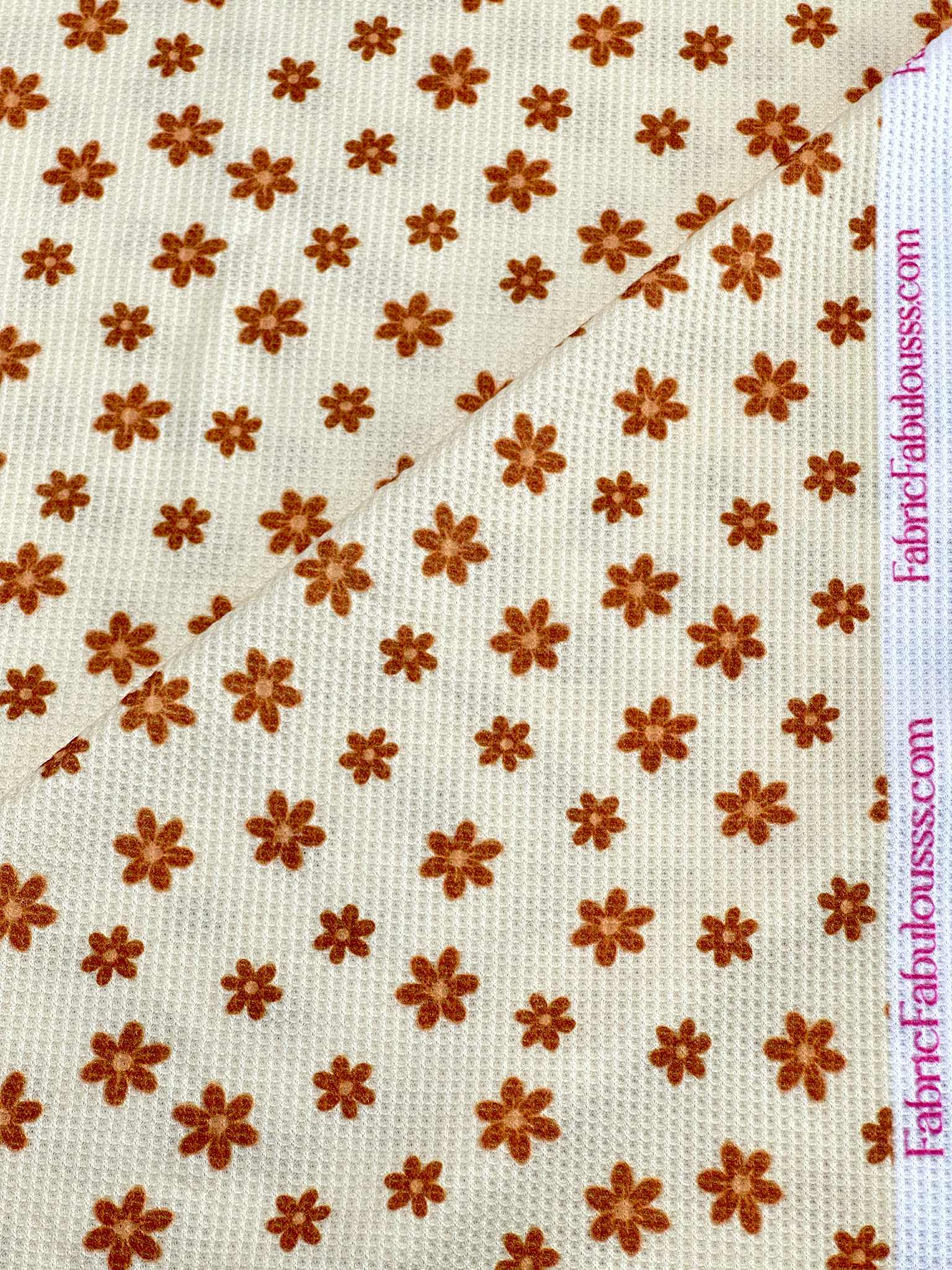 (THERMAL) TINY BURNT ORANGE FLOWERS ON CREAM