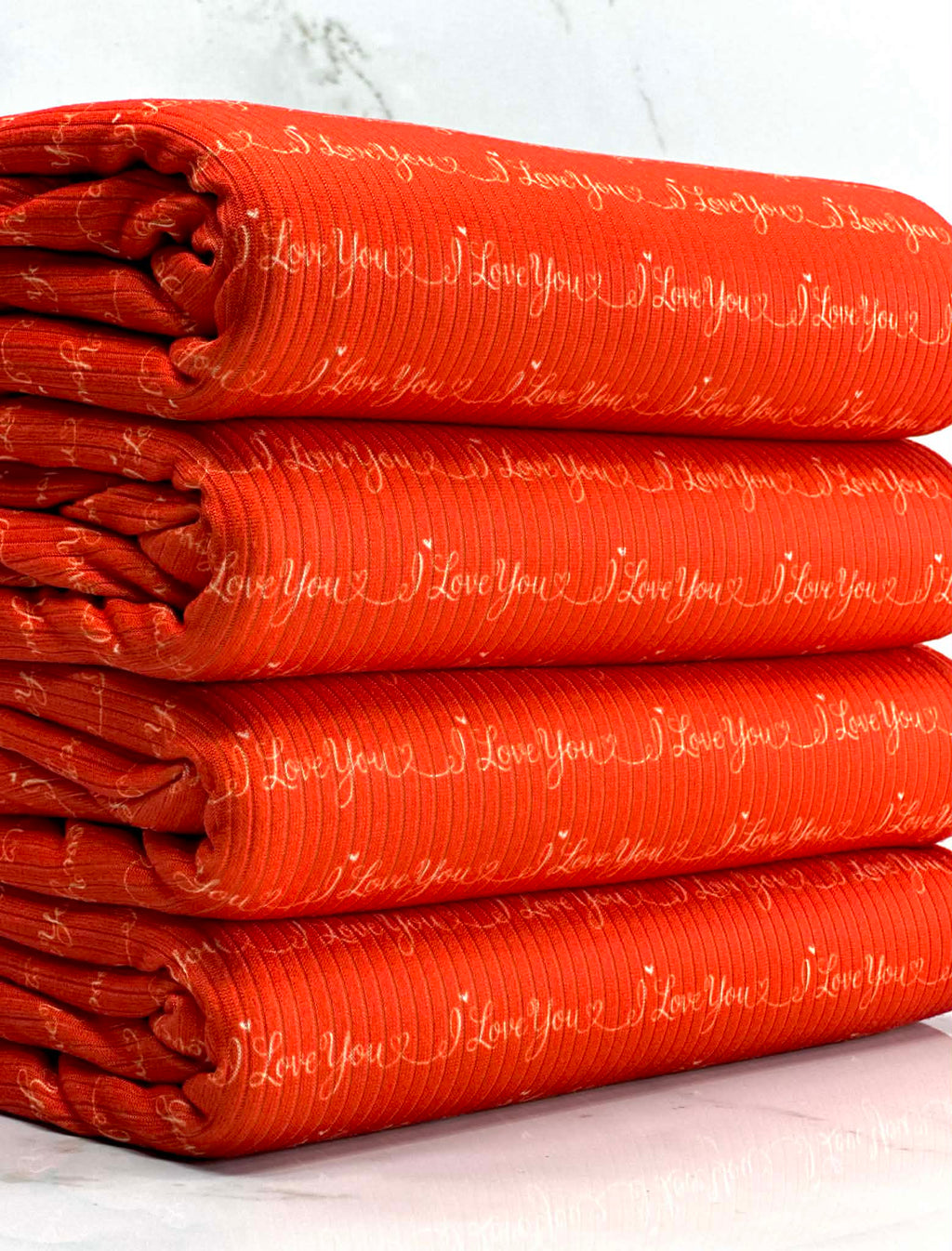 (4X2 YUMMY RIB) I LOVE YOU PRINT ON RED
