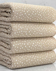 (4X2 RIB) TINY OFF WHITE POLKA DOTS ON TAUPE