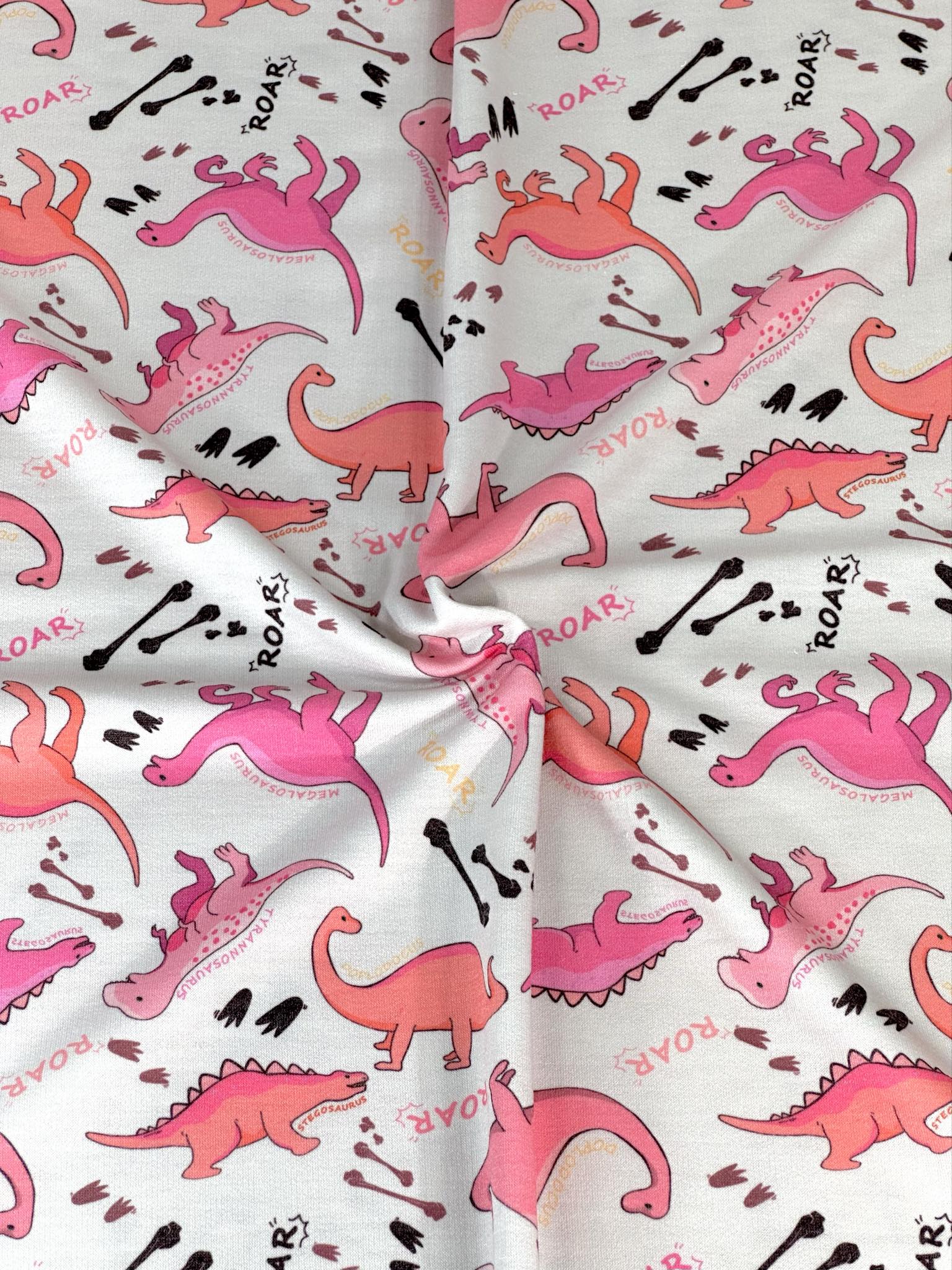 (FRENCH TERRY) DINOSAURS ON LIGHT PINK