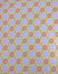 (POLYESTER) PINK AND ORANGE FLOWERS ON MUSTARD