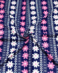 (DBP) PINK AND OFF WHITE FLOWER PATTERN ON NAVY