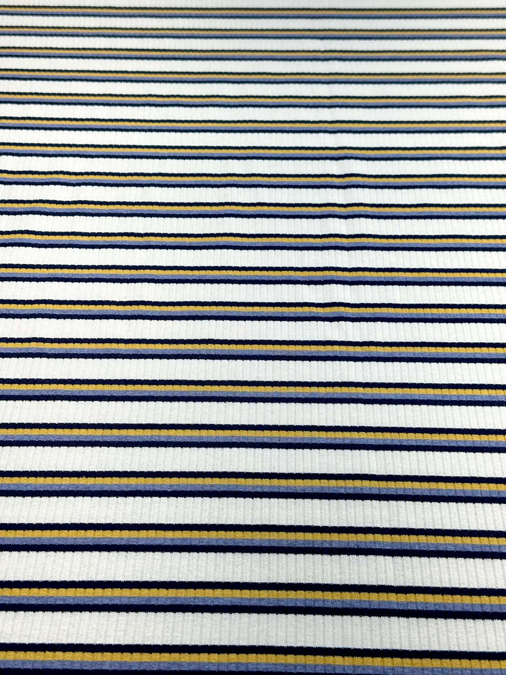 (COTTON RIB) NAVY, YELLOW, AND BLUE STRIPES ON OFF WHITE (2)