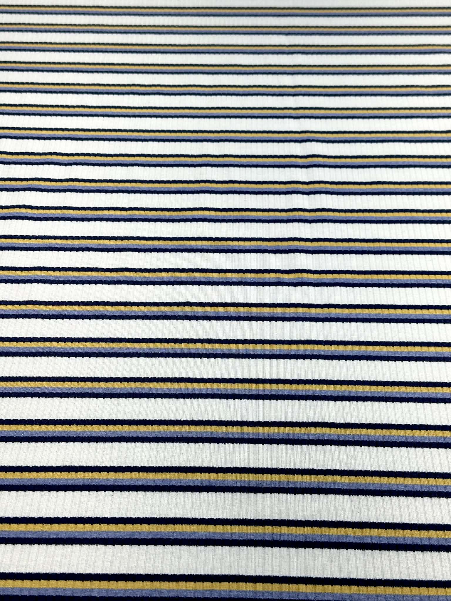 (COTTON RIB) NAVY, YELLOW, AND BLUE STRIPES ON OFF WHITE (2)
