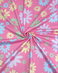 (DBP) LIGHT GREEN, LIGHT YELLOW, LIGHT BLUE, AND LIGHT LAVENDER FLOWERS ON PINK