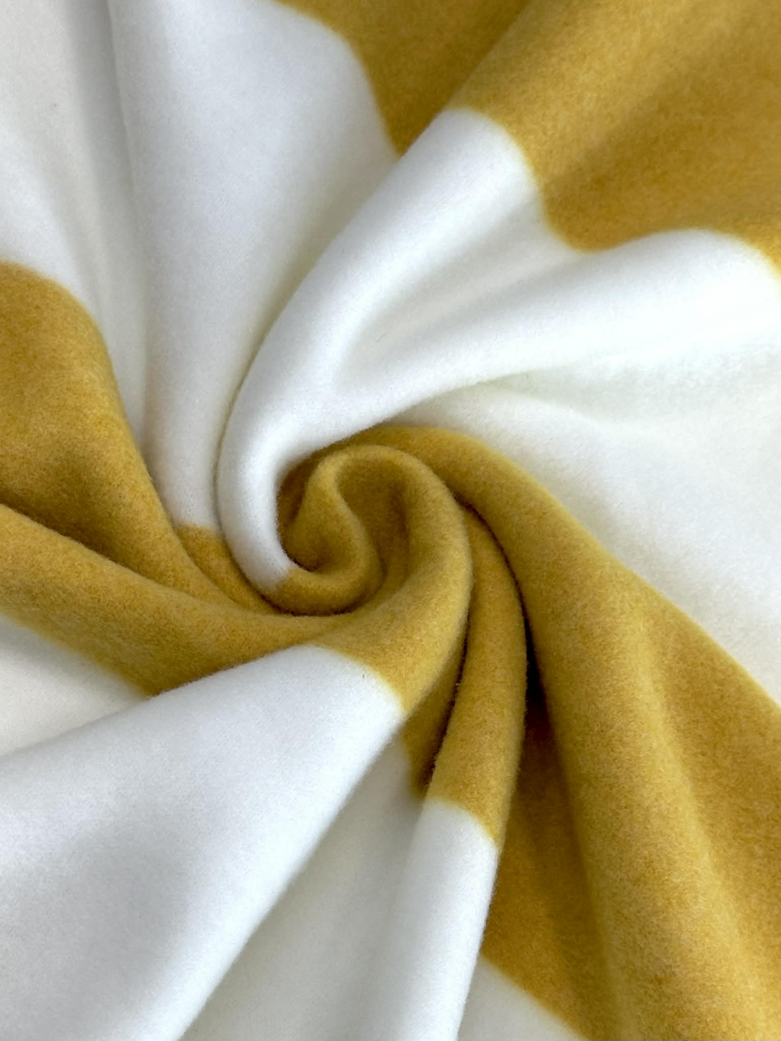 (BRUSHED SWEATER KNIT) MUSTARD AND OFF WHITE LARGE STRIPES
