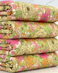 (THERMAL) PINK, YELLOW, GREEN, AND ORANGE FLOWERS ON OFF WHITE