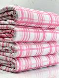 (4X2 YUMMY RIB) PINK AND LIGHT PINK PLAID ON OFF WHITE