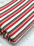 (RIB) TAN, RED, AND BLACK STRIPES ON OFF WHITE