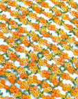 (TRIM) EMBROIDERED TANGERINE AND MUSTARD FLOWERS