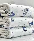 (COTTON KNIT) BLUE PENGUINS ON OFF WHITE