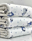 (COTTON KNIT) BLUE PENGUINS ON OFF WHITE