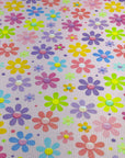 (4X2 YUMMY RIB) COLORFUL FLOWERS AND DOTS ON PINK