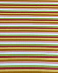 (4X2 RIB) PINK, LIGHT MUSTARD AND GREEN STRIPES