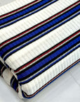 (RIB) ROYAL, RED AND GRAY STRIPES ON OFF WHITE