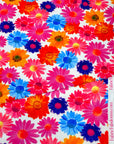 (YUMMY RIB) PINK, ORANGE, PURPLE, AND BLUE FLOWERS ON OFF WHITE (1)