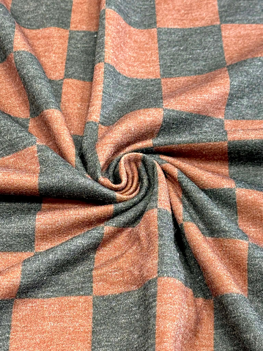 (FRENCH TERRY) MEDIUM BLACK AND BROWN CHECKERED