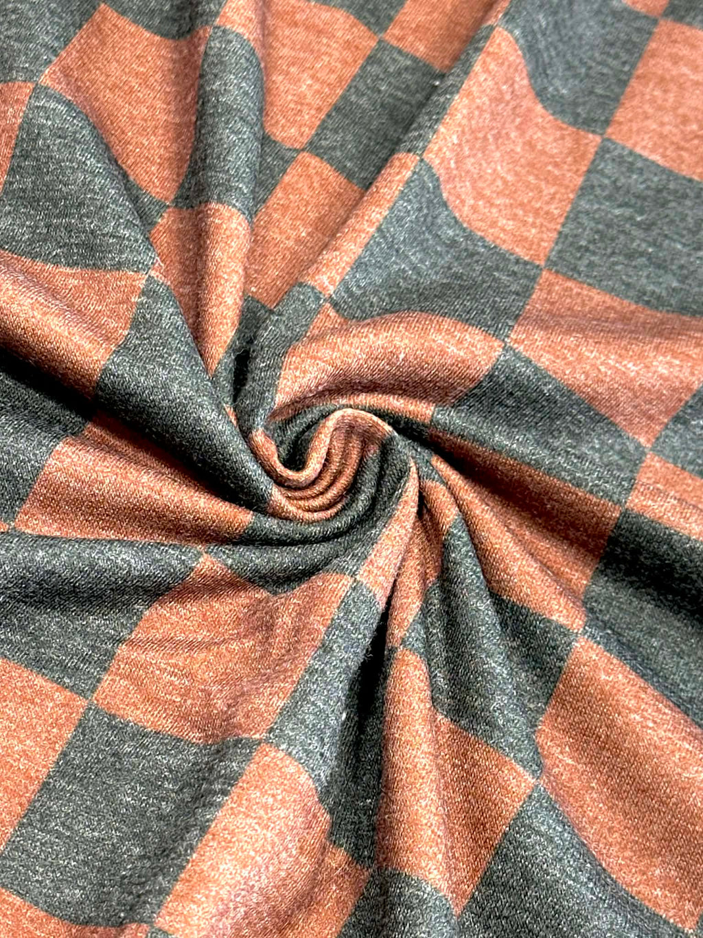 (FRENCH TERRY) MEDIUM BLACK AND BROWN CHECKERED