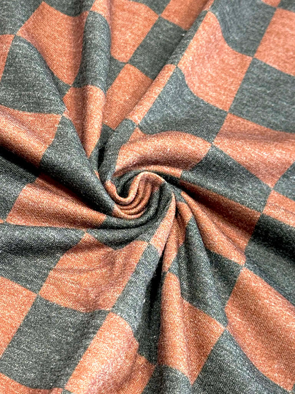 (FRENCH TERRY) MEDIUM BLACK AND BROWN CHECKERED