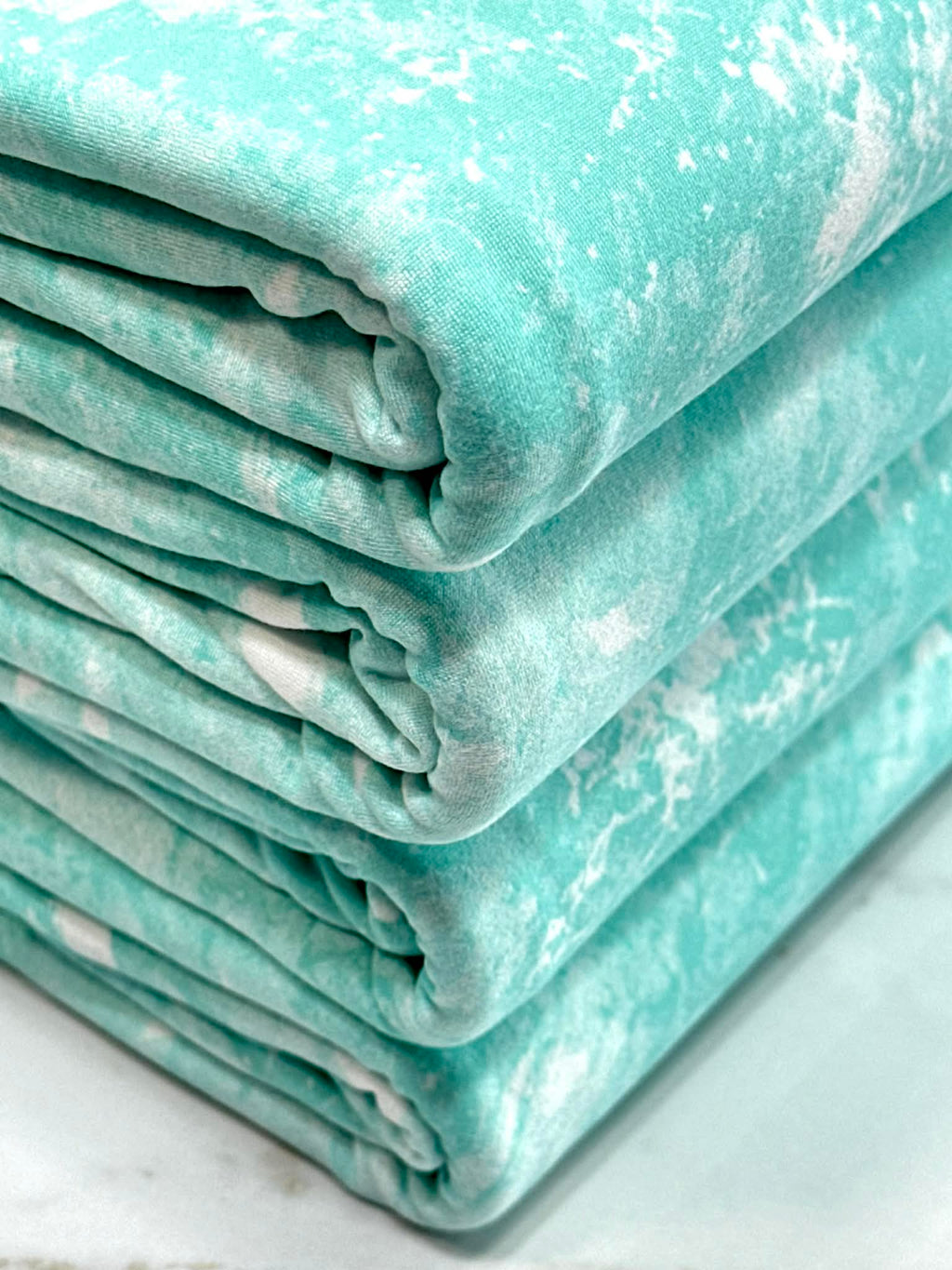 (DOUBLE BRUSHED POLY DBP ) MINT AND OFF WHITE SPLASH