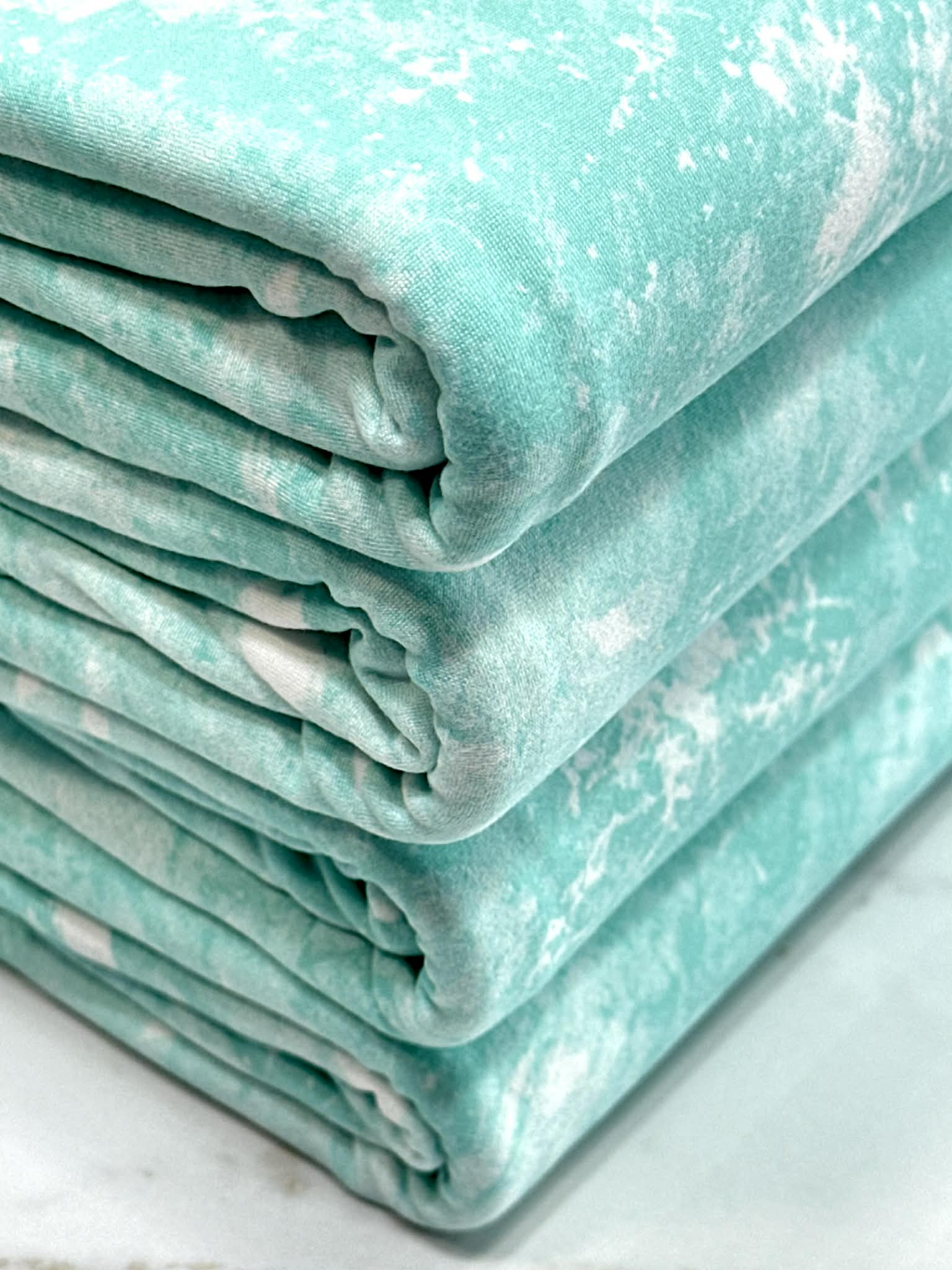 (DOUBLE BRUSHED POLY DBP ) MINT AND OFF WHITE SPLASH