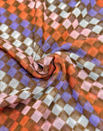 (MESH) SMALL MULTI-COLORED CHECKERD ON BROWN