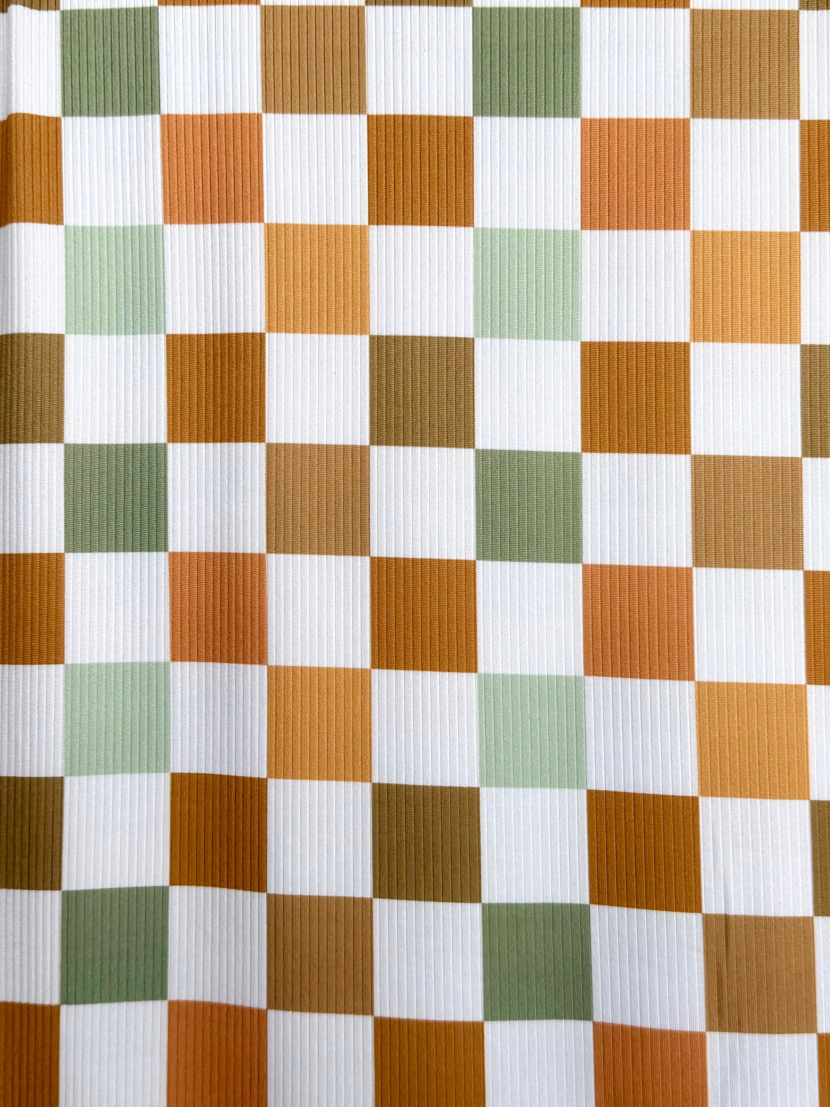 (4x2 YUMMY RIB) BROWN, RUST, SAGE AND OFF WHITE MEDIUM CHECKERED