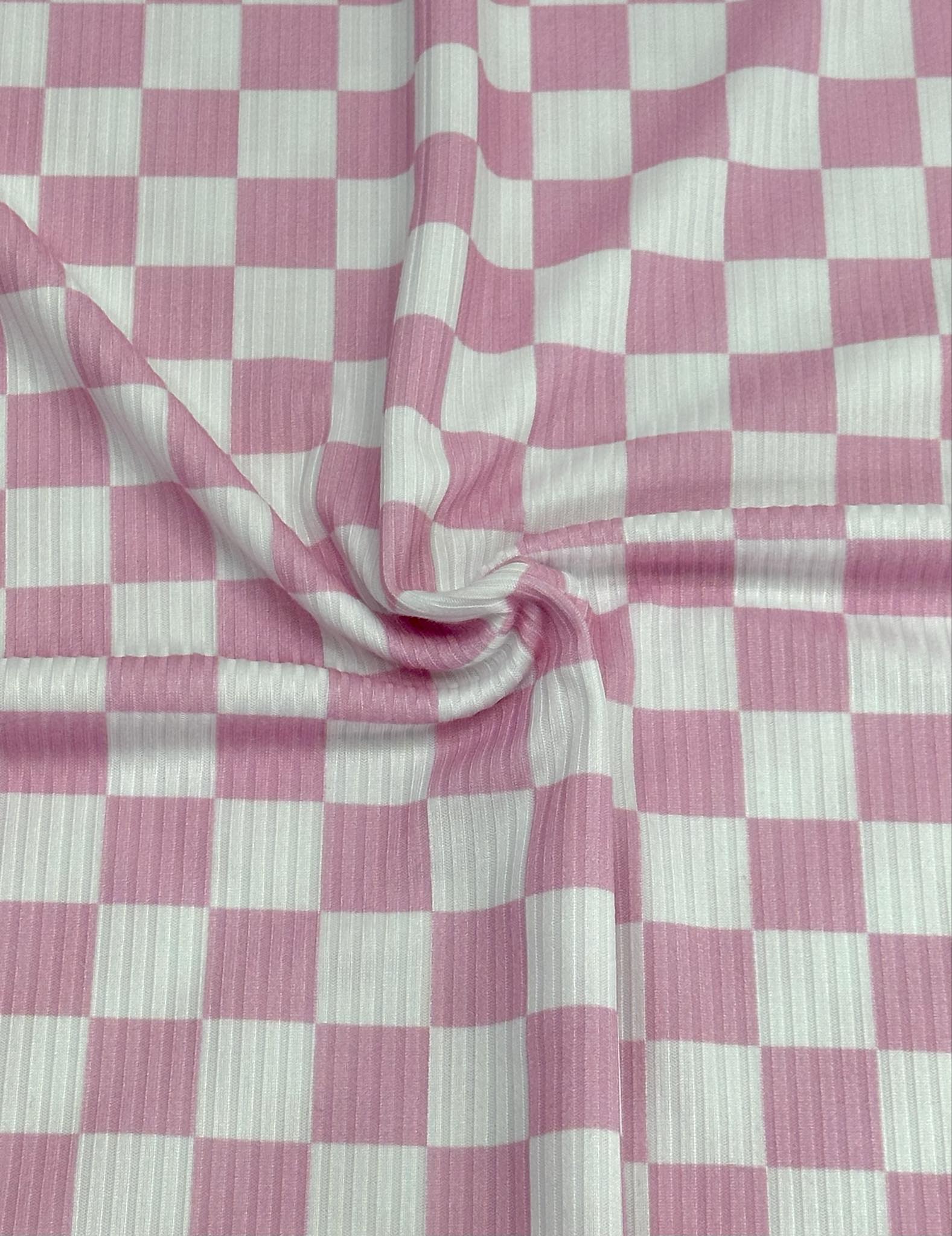 (YUMMY RIB) BABY PINK AND OFF WHITE CHECKERED (1)