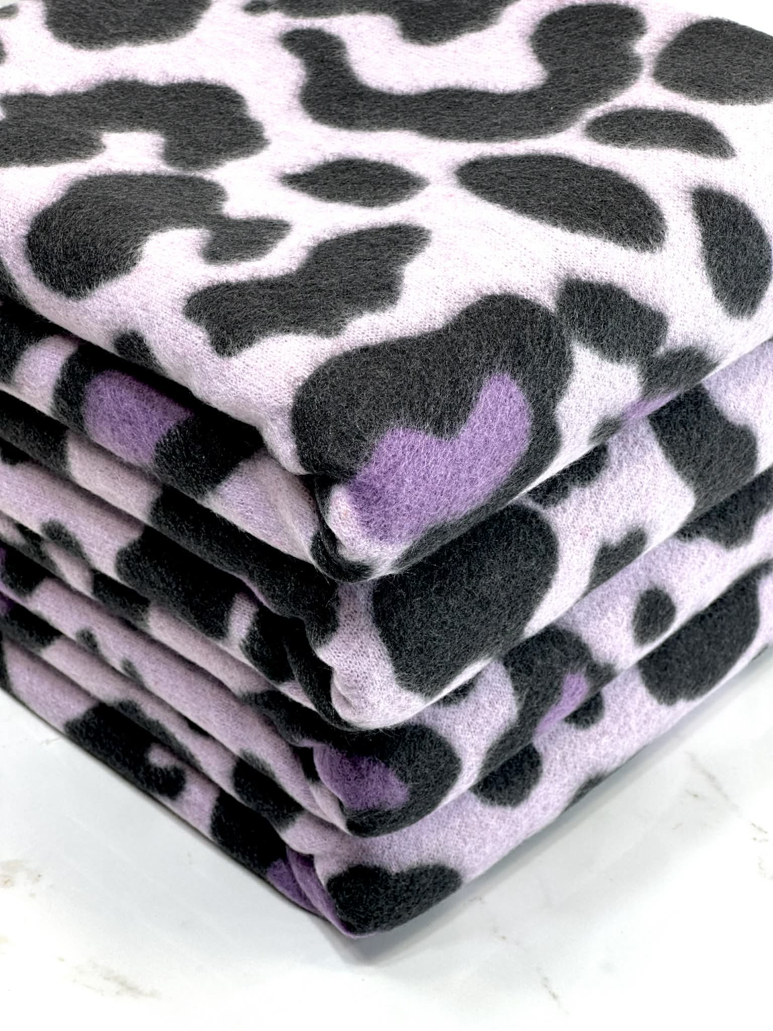(BRUSHED SWEATER KNIT) PURPLE AND BLACK CHEETAH