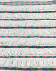 (TRIM) KNIT AZTEC BORDER ON WHITE SOFT LOOPED FRINGE