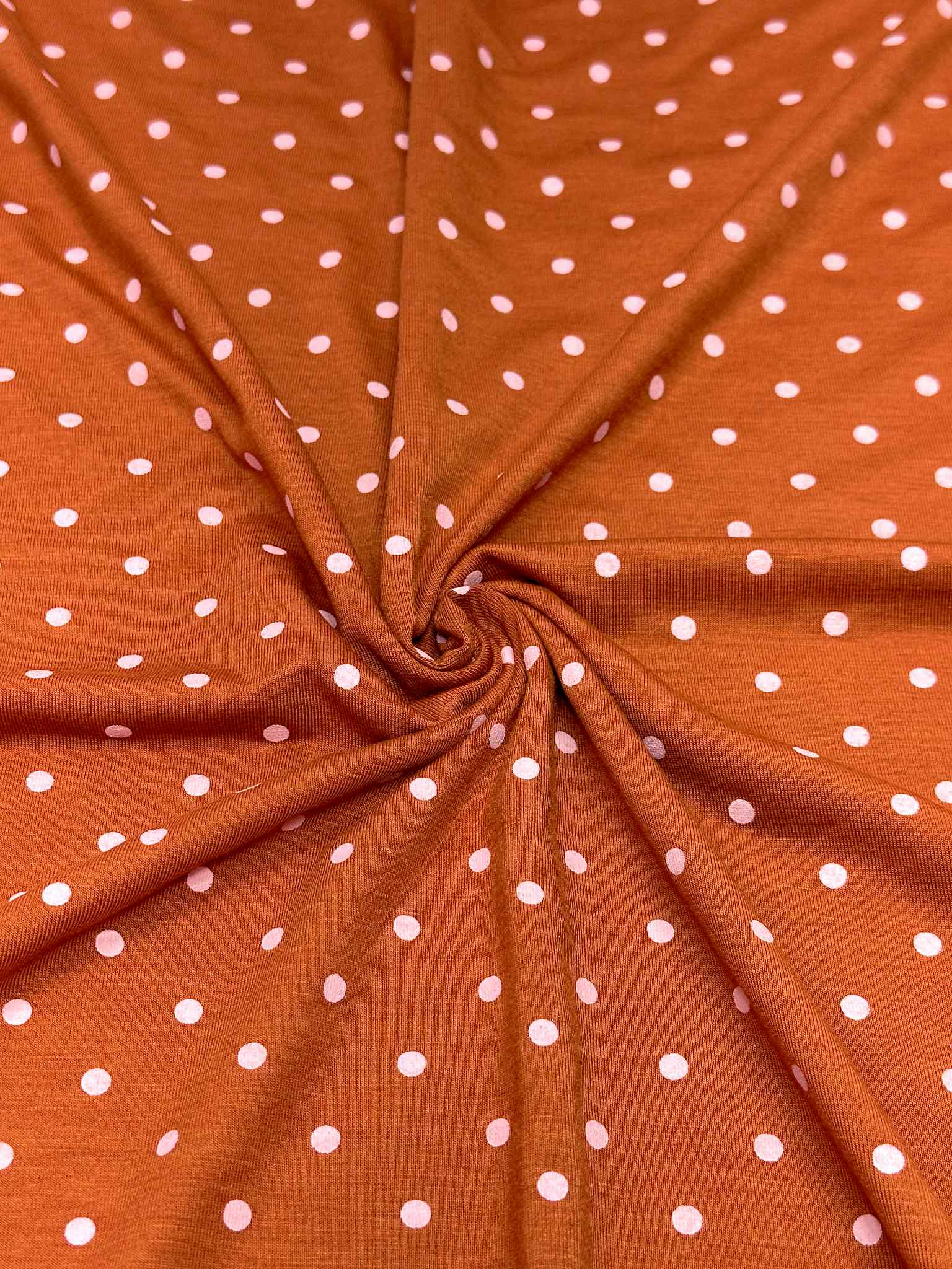 (RAYON MODAL) PINK TINY DOTS ON RUST