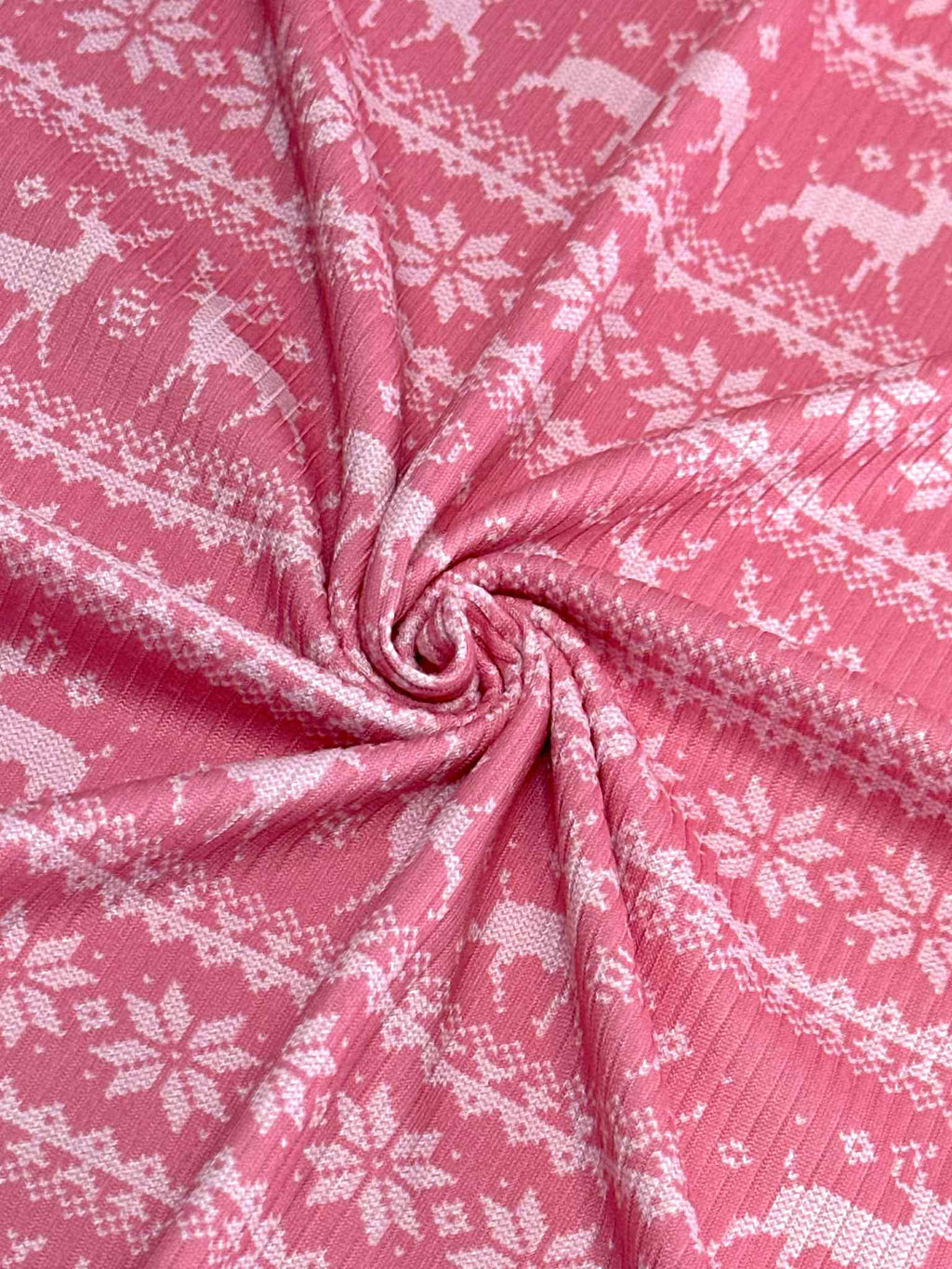 (4X2 RIB) OFF WHITE REINDEERS ON PINK (4)