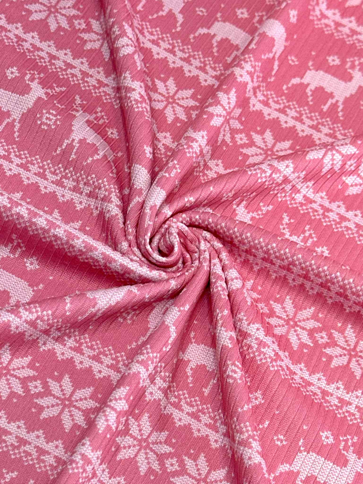 (4X2 RIB) OFF WHITE REINDEERS ON PINK (4)