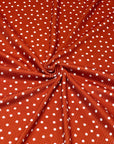 (4X2 RIB) TINY OFF WHITE POLKA DOTS ON RED