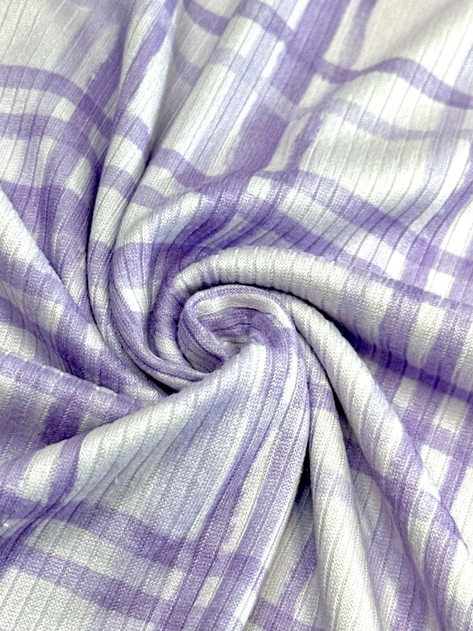 (4X2 YUMMY RIB) LAVENDER PLAID ON LILAC