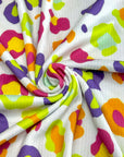 (4X2 YUMMY RIB) MULTI COLORFUL CHEETAH PRINT ON OFF WHITE