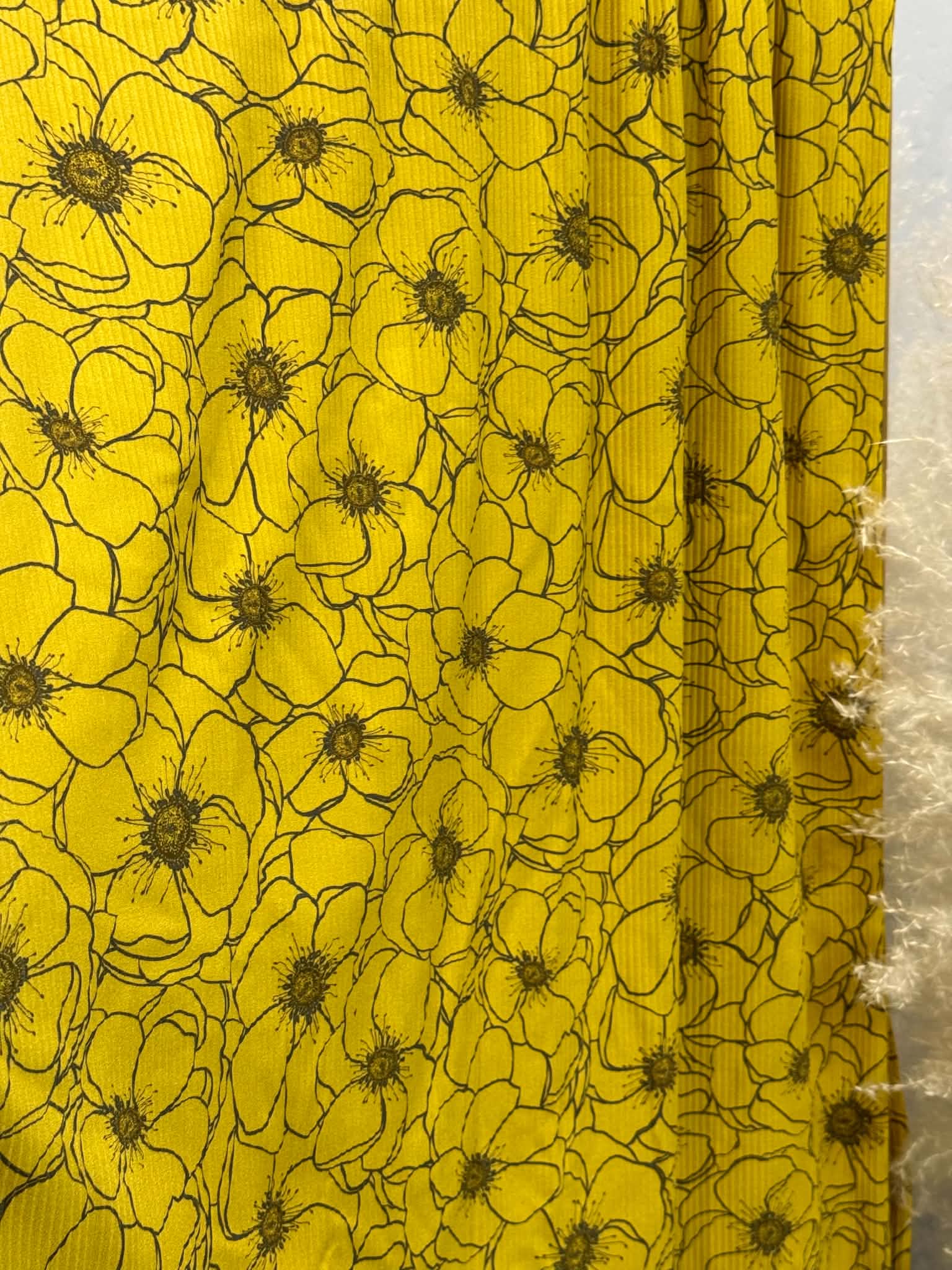 (SWIM RIB) FLORAL PATTERN ON VINTAGE YELLOW