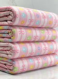 (4X2 YUMMY RIB) COLORFUL FLOWERS AND PINK BOW PATTERN (2)