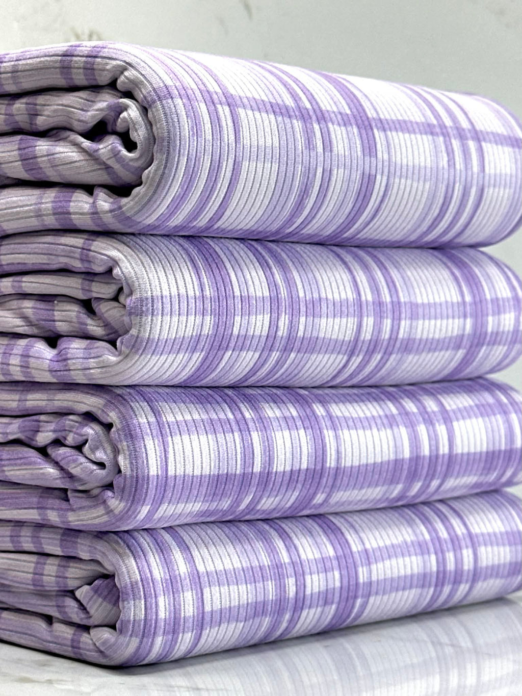 (4X2 YUMMY RIB) LAVENDER PLAID ON LILAC