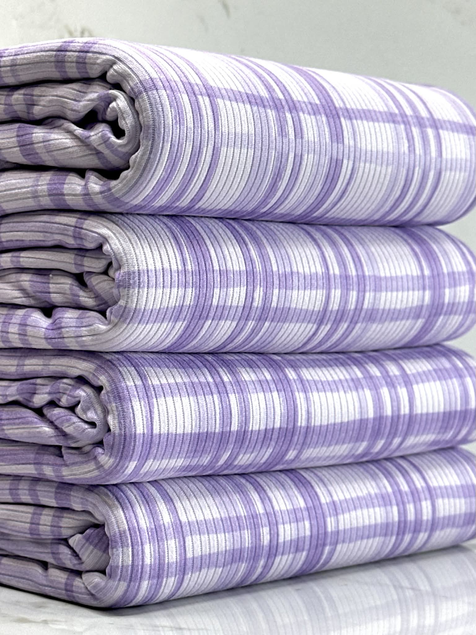 (4X2 YUMMY RIB) LAVENDER PLAID ON LILAC