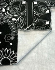 (BRUSHED FRENCH TERRY) BLACK AND OFF WHITE BANDANA PATTERN