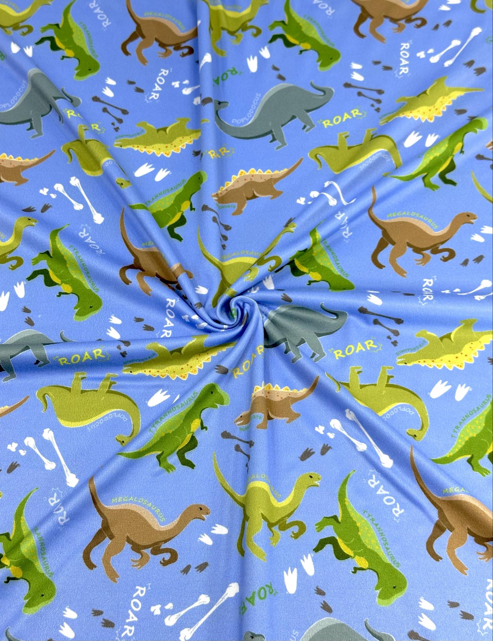 (DBP) GREEN, BROWN, AND ALOE DINOSAURS ON BLUE