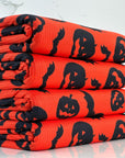 (YUMMY RIB) BLACK PUMPKINS AND BATS ON ORANGE