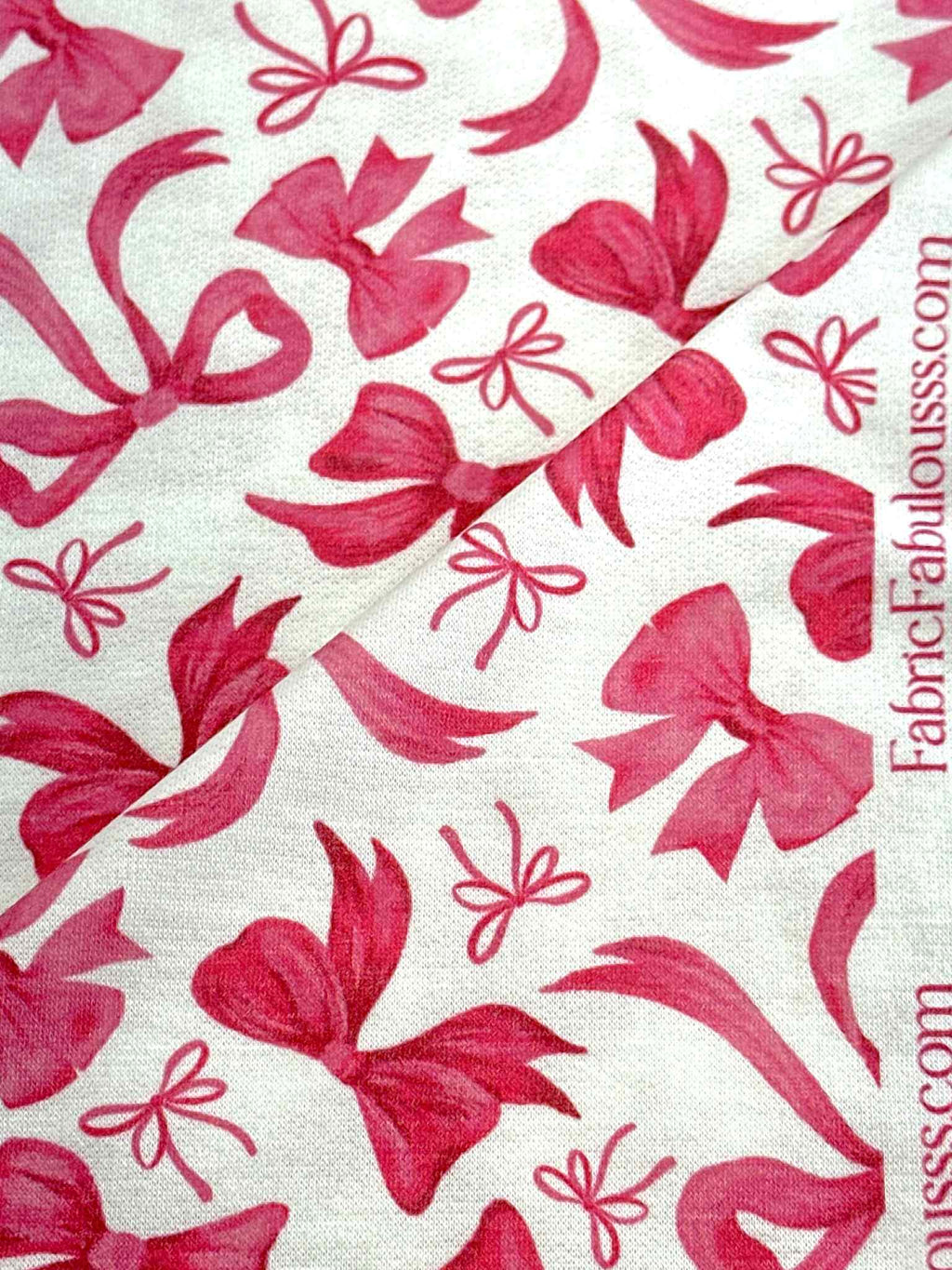 (FRENCH TERRY) PINK BOWS ON OFF WHITE